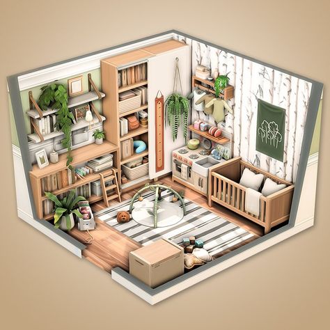 Sims 4 Room Layout, Sims 4 Inspo Room, Ts4 Interior Design, Sims Playroom, Playroom Sims 4, Sims 4 Kids Playroom, Sims 4 Big Bedroom, Sims 4 Decoration Ideas, Sims Infant Room