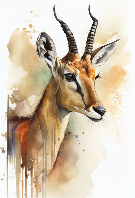 Water Colour Animals, Dear Painting, Bongo Antelope, Wildlife Watercolor, Animal Print Art, Watercolour Animals, Watercolor Paintings Of Animals, Life Artwork, Animal Watercolor