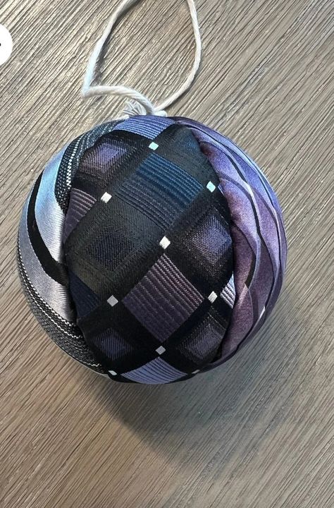 Memory Ornament Made From Men's Neckties - Etsy Repurpose Neck Ties Ideas, Memory Gifts From Shirts, Tie Memory Projects, Necktie Ornaments, Old Ties Projects Ideas, Mens Ties Repurposed, Memory Quilts From Clothes Men, Tie Ornaments, Remembrance Ideas