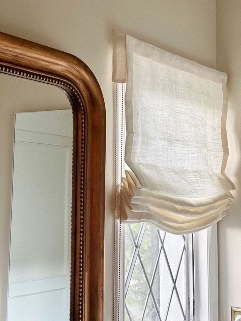 Curtains And Roman Shades Together, Roman Shade Kitchen Window, Roman Shades Bathroom, Roman Shades Kitchen, White Roman Shades, Linen Roman Shades, Diy Roman Shades, Relaxed Roman Shade, Roman Curtains