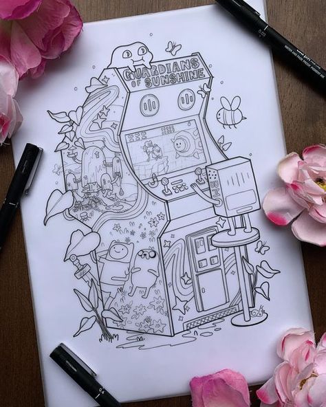 Adventure Time Drawings, Adventure Time Style, Adventure Time Tattoo, Adventure Tattoo, Hipster Tattoo, Tattoo Portfolio, Tattoo Design Book, Large Tattoos, Time Painting