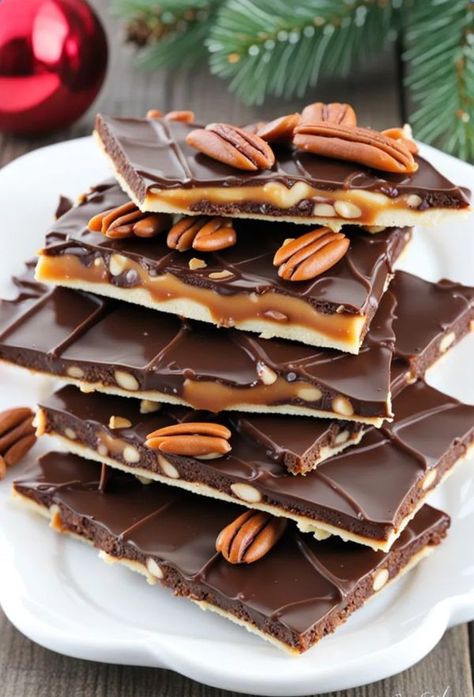 Low Recipes Turtle Bark Recipe, Turtle Bark, Peach Cobbler Pie, Easy Lasagna Recipe With Ricotta, Easy Christmas Treat, Pecan Pie Bark, Christmas Turtle, Pecan Turtles, Christmas Bark