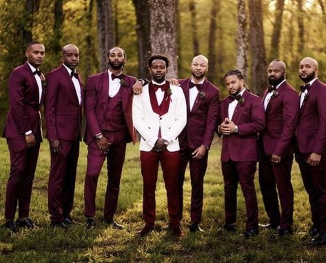 Luxe Romance, Black People Weddings, Maroon Wedding, Wedding Options, Wedding Colour, Wedding Suits Groom, Suits Men, Munaluchi Bride, Luxurious Wedding