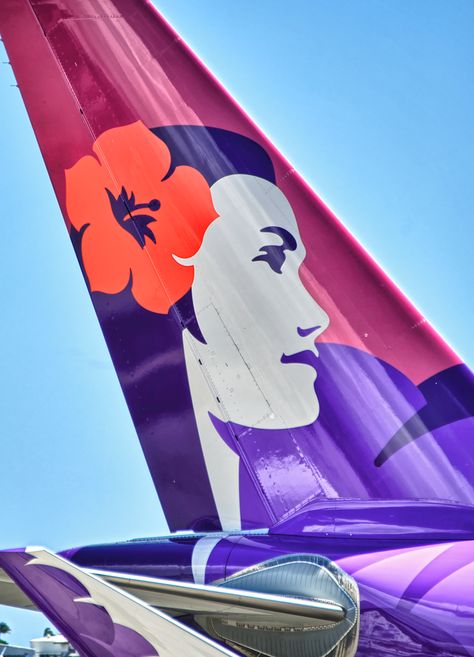 The distinctive tail logo of Hawaiian Airlines (HAL), Pualani -- "flower of the sky" Hawaiian Airlines, Aloha Hawaii, Commercial Aircraft, Nose Art, Aviation Art, Hawaiian Style, Hawaiian Islands, Big Island, Kauai