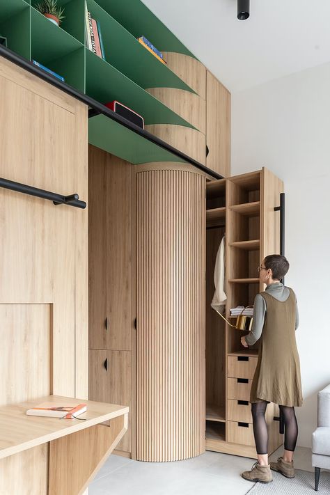 Photo 24 of 40 in Domestico by Juan Alberto Andrade - Dwell Office Cabinet Design, Fold Down Beds, Hidden Closet, 2022 Picture, Hang Clothes, Micro Apartment, Small Studio Apartment, Quito Ecuador, Multifunctional Furniture