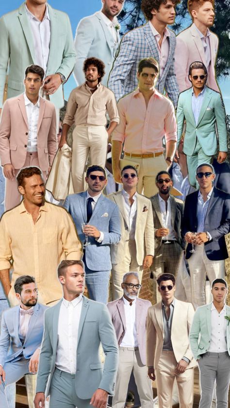 Pastel Groomsmen, Men Wedding Attire Guest, Wedding Guest Outfit Men, Summer Cocktail Attire, Wedding Guest Men, Garden Wedding Dress Guest, Cocktail Wedding Attire, Cocktail Attire Men, Mens Wedding Attire