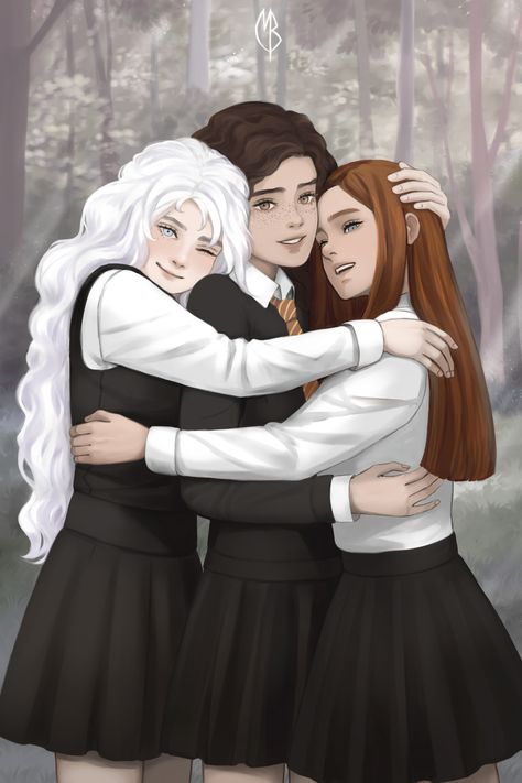 Ginny And Hermione Fanart, Hall Of Prophecy, Ginny And Hermione, Hermione And Ginny, Hermione Fanart, Ron And Harry, Prisoner Of Azkaban, Harry Potter Fan Art, Harry Potter Series