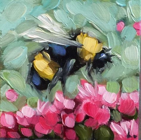 Bumblebee Painting, Bee Painting, Insect Art, Bee Art, Mini Paintings, Birds Painting, Modern Art Abstract, Painting Projects, Acrylic Art