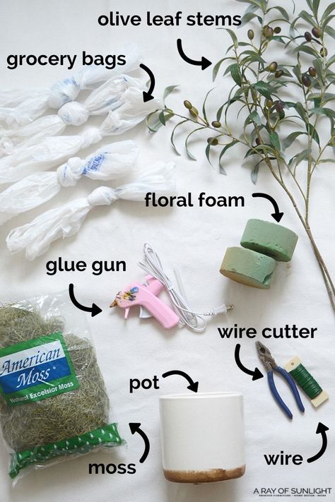 Olive Tree Topiary, Foam Glue, Faux Olive Tree, Crafts For Teens To Make, Farmhouse Crafts, Simple Craft, Easy Christmas Diy, Floral Foam, Olive Leaf