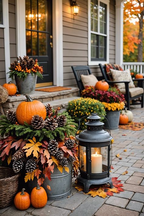 20 Fall Front Porch Ideas You’ll See Trending – ToolzView Autumn Planters, Fall Urn, Porch Fall Decor, Fall Front Porch Ideas, Neutral Fall Decor, Fall Planters, Fall Decor Inspiration, Fall Front Porch Decor, Autumn Display