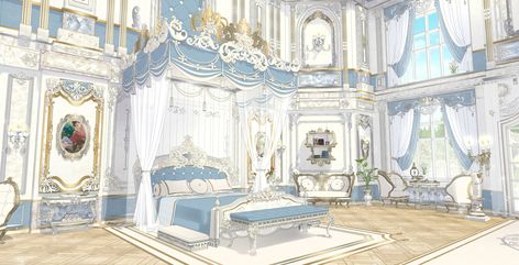 Manhwa Room Background, Manhwa Room Decor, Manhwa Background, Royal Room, Royal Bedroom, Castle Rooms, Castle Bedroom, Fantasy Bedroom, Anime Places