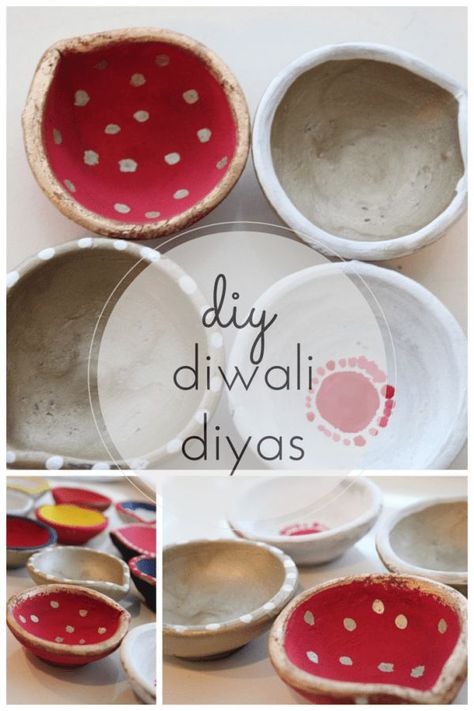 Check out this tutorial for making DIY Diwali candle holders. So fun to make! #diwali #diwalidecor #diwalicandleholders #diy #diydiwalicrafts #clay #clayart #claycreations #diwalidiyas #craftgossip Divali Lamps, Diy Diyas, Diyas Diwali, Diwali Candle Holders, Indian Festival Of Lights, Diwali Crafts, Diwali Diyas, Diwali Ideas, Make Your Own Clay