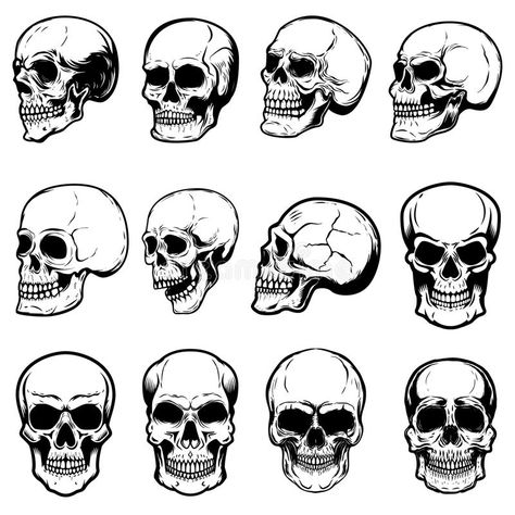 Silhouette Skull, Skull Silhouette, Skull Clipart, Skull Svg, Skull Illustration, Human Skull, Illustration Vintage, Seamless Background, Free Graphics