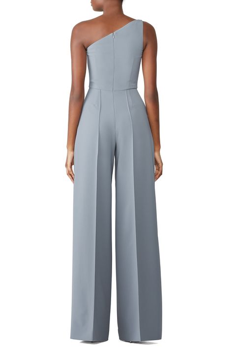 Blue One Shoulder Jumpsuit by Christian Siriano for $210 - $225 | Rent the Runway One Arm Jumpsuit, Jump Suites Outfit Elegant, Stylish Jumpsuit Fashion, Blue Jumpsuit Outfit, Blue Jumpsuits Outfit, Jumpsuit Gown, Designer Jumpsuits For Women, Grad Outfits, Haute Couture Details