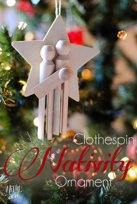 20 DIY Ornaments about Jesus Christ | LDS Lane | Bloglovin’ Clothespin Nativity, Diy Nativity, Nativity Ornaments, Nativity Crafts, Clothes Pin Crafts, Christmas Ornament Crafts, Christmas Nativity, Christmas Ornaments To Make, Christmas Crafts For Kids