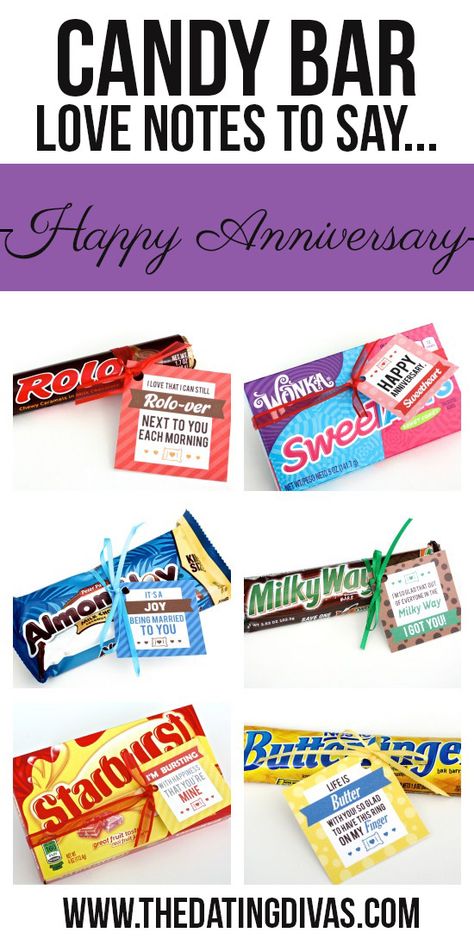 Candy Bar Love Notes to Say Happy Anniversary Clever Candy Sayings, Candy Bar Sayings, Candy Sayings, Candy Bar Gifts, Candy Notes, Candy Quotes, Candy Grams, Bar Gift, Bar Gifts