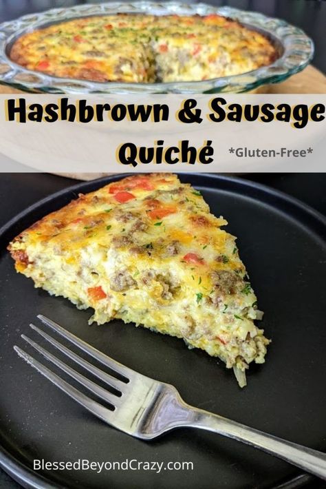 Hashbrown Quiche Recipes, Quiche With Hashbrowns, Hashbrown Crust, Breakfast Quiche Sausage, Quiche With Hashbrown Crust, Sausage Quiche Recipes, Quiche Recipes Crustless, Healthy Quiche, Sausage Quiche