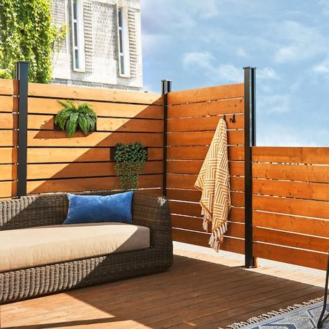 Hoft Solutions, Horizontal Deck Railing, Wood Deck Railing, Privacy Screen Deck, Aluminum Railing Deck, Outdoor Privacy Screen, Screened In Deck, Deck Privacy, Composite Decking Boards