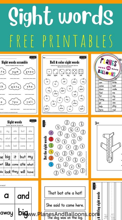 Sight Word Printables Free, Dolch Sight Words Kindergarten, Sight Words Kindergarten Printables, Dolch Sight Word Activities, Sight Word Worksheets Free, Sigh Words, Pre K Sight Words, Kindergarten Sight Words List, Teach Kids To Read