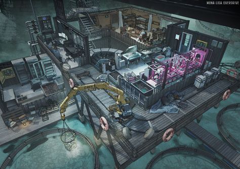 Isometric Sci Fi, Difference Engine, Shadow Run, Catfish Farming, Feng Zhu Design, D20 Modern, Scifi Interior, Interior Concept Art, Feng Zhu