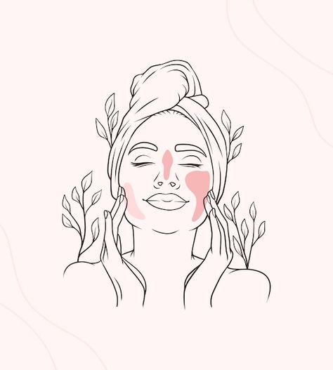 Herbal Logo Design, Beauty Care Logo, Herbal Logo, Spa Art, Face Lines, Line Art Design, Yoga Art, Line Art Drawings, Vector Photo