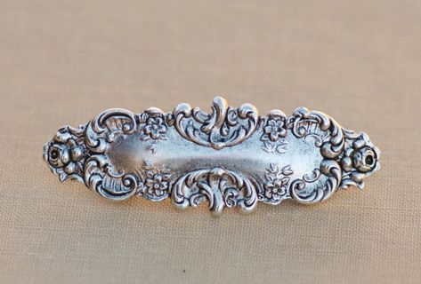 Antique Silver Ornate Filigree Art Nouveau Hair BarretteLarge Art Nouveau Hair, Silver Hair Clip, Art Nouveau Antiques, Vintage Jewellery Rings, Bridal Hair Clip, Fantasy Wedding, Unusual Jewelry, French Barrette, Barrette Clip