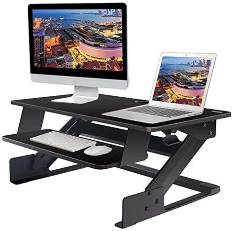 FeliciaJuan-hm Laptop Desk Folding Laptop Table Notebook Desk Stand Computer Holder Adjustable Height Lift Sit-Stand Dual Use Desktop Workstation with Keyboard Tray Adjustable Laptop Desk Table Desktop Standing Desk, Folding Laptop Table, Standing Desk Ergonomics, Desk Riser, Standing Desk Converter, Keyboard Tray, Computer Workstation, Desk Stand, Wooden Rack