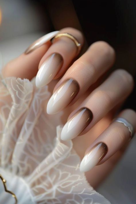 17 Ombre Nail Ideas That Are Gorgeous Ombre Tan Nails, Brown To White Ombre Nails, Faded Nail Designs, Wedding Ombre Nails For Bride, Bold Nail Ideas, Tan Ombre Nails, Color Gradient Nails, Hombre Nails Ombre, Trendy Ombre Nails