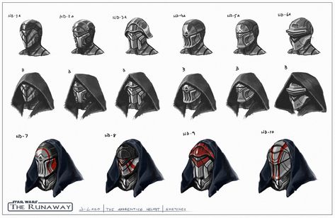 Inquisitor Mask Star Wars, Sith Helmet Concept Art, Sith Mask Concept Art, Sith Mask Concept, Star Wars Helmet Concept, Sith Helmet, Sith Mask, Star Wars Mask, Sith Costume