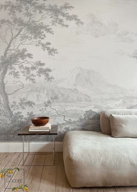 Mountain Panoramique Landscape Wall Mural Soft Colors Print - Etsy Landscape Wall Mural, Tree Wall Murals, Future Apartment, Tree Wallpaper, Painting Wallpaper, Landscape Wall, Room Wallpaper, Landscape Walls, Landscape Wallpaper