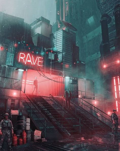 Scifi Container, Cyberpunk Slums, Sci Fi Party, Movie Techniques, D20 Modern, Cyberpunk World, Cyberpunk Red, Cyberpunk Rpg, Neon Noir