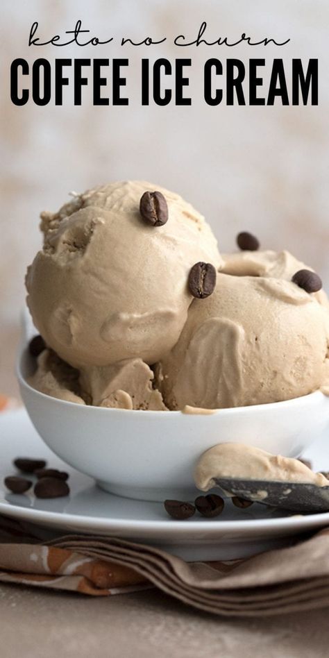 Keto Coffee Ice Cream, Coffee Ice Cream Recipe, Custard Ice Cream, Low Carb Ice Cream, Keto Coffee, Thm Desserts, Keto Ice Cream, Coffee Ice, No Churn Ice Cream