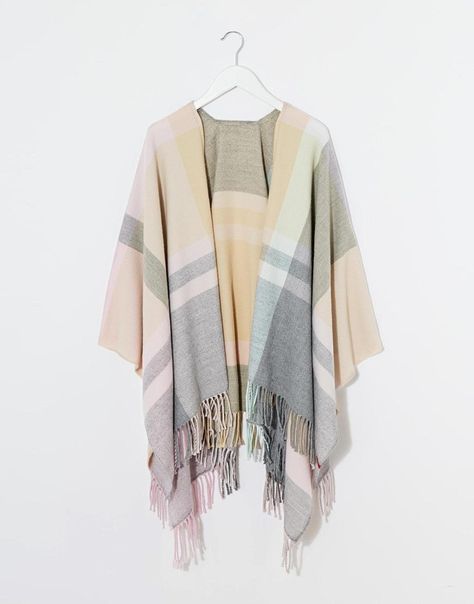 Esprit | Esprit Checked Cape at ASOS Women's Ponchos & Wraps, Open Front Poncho, Ruana Wrap, Plaid Shawl, Plaid Poncho, Ladies Poncho, Shawl Cardigan, Women Shawl, Poncho Cape