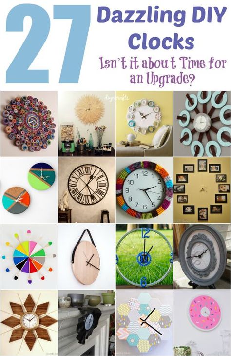 27 Dazzling DIY Clocks – Isn’t it about Time for an Upgrade? Creative projects! Upcycled Clocks Ideas, Clock Decoration Ideas, Clocks Diy Crafts, Diy Wall Clock Ideas, Homemade Clocks, Wall Clock Design Ideas, Diy Clocks, Free Home Decor, Kids Bedroom Ideas