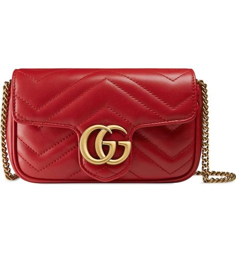 Gucci Supermini GG Marmont 2.0 Matelassé Leather Shoulder Bag Gg Marmont Mini Bag, Gucci Marmont Mini, Gucci Mini Bag, Gucci Gg Marmont Matelasse, Cheap Designer Bags, Sacs Design, Gucci Mini, Gucci Gifts, Gucci Marmont