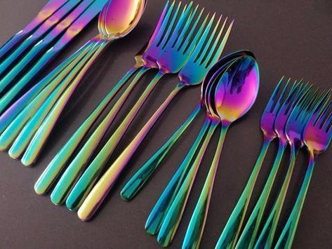 Rainbow Kitchen, Silicone Cooking Utensils, Stainless Steel Utensils, Silicon Utensils, Set Ideas, Cooking Utensils Set, Tea Spoon, Utensil Set, Cutlery Set