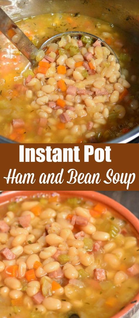 Instant Pot Ham And Beans, Ham And White Bean Soup, Instant Pot Ham, Soup Sunday, Sopa Minestrone, Instant Pots, Ham And Bean, White Bean Soup Recipes, Pot Food