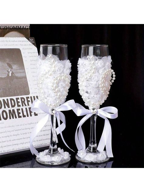 2Pcs/1Set, Bride And Groom Wedding Champagne Flute Set, Wedding Day Décor Mr Mrs Wine Glasses Wedding Toasting Glasses Set For Couples, Wedding, Anniversary, Special Occasions,Party,Birthday Banquets,Engagement Gift (Black White Glass Set)I discovered amazing products on SHEIN.com, come check them out! Bridal Shower Deco, Wedding Toasting Glasses, Wedding Wine Glasses, Bride And Groom Glasses, Toasting Glasses, Champagne Flute Set, Wedding Glasses, Flute Glass, Champagne Wedding