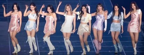 Twice Stage Outfits What Is Love, Twice Stage Outfits, Twice Stage, Kpop Concert Outfit, Baby Pink Aesthetic, Kpop Fashion Outfits, Girl Falling, Kpop Outfits, Stage Outfits