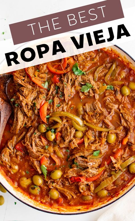 Authentic Ropa Vieja Recipe Cuba, Tops Vieja Recipe, Crockpot Meal Recipes Dinners, Cuban Ropa Vieja Recipe Instant Pot, Authentic Ropa Vieja Recipe, Ropa Vieja Recipe Crockpot, Ropa Vieja Recipe Dutch Oven, Puerto Rican Ropa Vieja Recipe, Crockpot Ropa Vieja Recipes