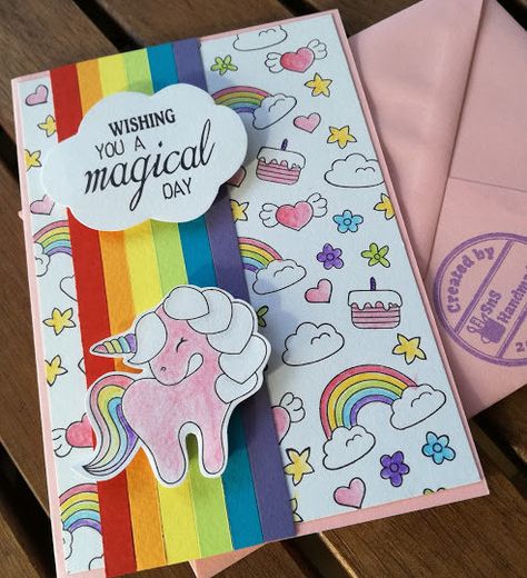 Unicorn Greeting Cards Diy, Unicorn Card Diy, Unicorn Birthday Cards Handmade, Unicorn Cards Handmade, Diy Unicorn Birthday Card, Unicorn Cards, Flower Wall Hanging Decor, Cards Diy Easy, Room Hanging Decor