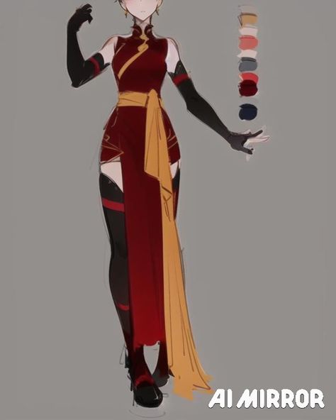 Fire Nation Clothes Female, Fantasy Outfits Design Fire, Fire Performer Outfit, Legend Of Korra Outfit Ideas, Firebending Outfit, Fire Nation Inspired Outfits, Fire Goddess Outfit, Fire Tribe Outfits, Fire Nation Dress