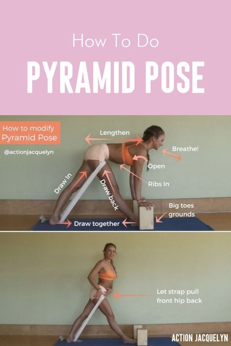 Watch the video tutorial. How to do Pyramid Pose; Step-by-step tutorial and Benefits. Action Jacquelyn, Yoga and Barre Tutorials #ActionJacquelyn #YogaTutorials #YogaPose Motivasi Diet, Yoga Nature, Body Transformations, Yoga Beginners, Sup Yoga, Yoga Mindfulness, Yoga Moves, Bikram Yoga, Yoga Exercises