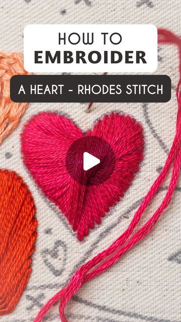 Stella Caraman on Instagram: "Learn how to embroider a heart - Rhodes Stitch ❣️  Our third tutorial and also a versatile stitch, the Rhodes Stitch is used to fill in square and circle shapes, but I found it so pretty for the heart shape. It’s quite fast to work and simpler than it looks. It helps create a more complex yet twisted-smooth pattern, perfect for our LOVE embroidery. ☀️ 💗  Tips & Tricks 💕:  💘 The secret here is to pay attention to the way each stitch is overlapping in the middle and guide it with your needle to get the look you want.  P.S: 2 weeks until love day! Will you be my Valentine? 🫶  Happy Stitching! 🥰  🧵 You can find all my patterns in my Etsy shop.  🧵 Subscribe to my newsletter to receive your free PDF pattern, along with all my tips, tricks, and exclusive disco Heart Stitch, How To Embroider A Heart, Embroidery Heart, Embroidery Heart Pattern, Drawer Sachets, Embroidery Hearts, Free Pdf Pattern, Embroidered Heart, Punch Needle Embroidery