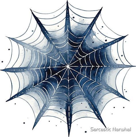 Watercolor Halloween Spider Web Cottagecore by Sarcastic Narwhal | Redbubble Watercolor Spider Web, Spider Web Painting, Spider Web Art, Spider Art, Cool Pencil Drawings, Halloween Spider Web, Watercolor Ideas, Spider Plants, Narwhal