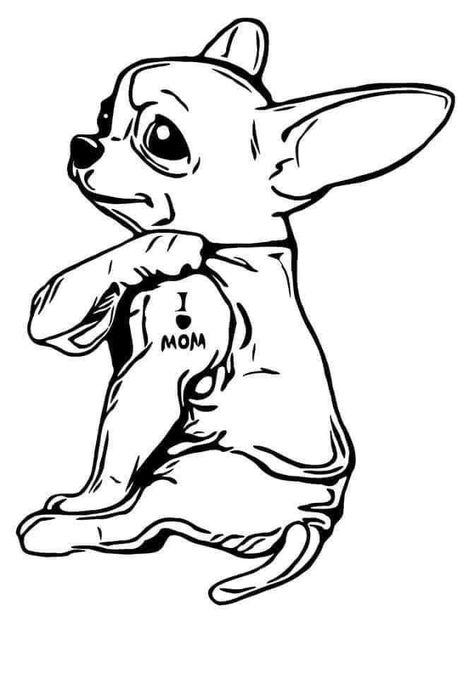 Chihuahua Svg, Chihuahua Drawing, Chihuahua Tattoo, Cricut Animals, Cute Animal Tattoos, Dog Coloring Book, Dog Scrapbook, Chihuahua Art, Chihuahua Mom