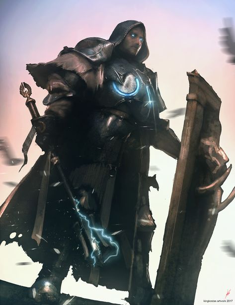 ArtStation - Thunder Paladin, Konstantinos Skenteridis Dnd Cleric, Illustration Fantasy, Heroic Fantasy, The Lone Ranger, Dungeons And Dragons Characters, D&d Dungeons And Dragons, Fantasy Armor, High Fantasy, Fantasy Warrior