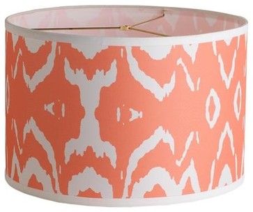 Young House Love Two-Tone Ikat Drum Shade, Coral Pink contemporary lamp shades Office Furniture Decor, Coral Lamp, Contemporary Lamp Shades, Rustic Floor Lamps, Office Decor Desk, Green Lamp Shade, Green Lamp, Young House, Young House Love