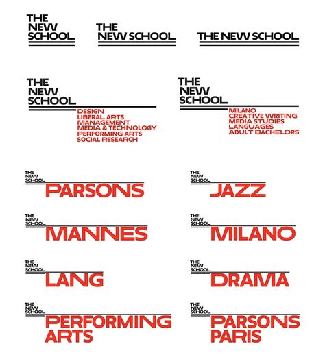 parsons the new school identity by pentagram Flexible Branding, Hr Logo, Logo System, Enterprise Logo, Music Branding, Museum Branding, Management Logo, Paula Scher, Arts Management