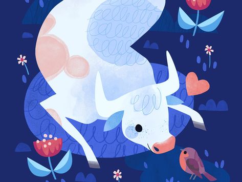 Winter Poster, Cow Illustration, Animal Movement, Cow Drawing, Illustration Fantasy, Cow Art, A Cow, Cute Cows, Pattern Illustration